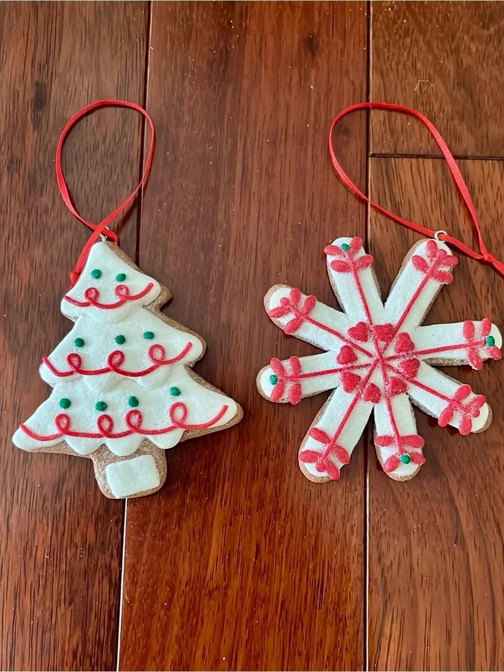 Kurt Adler Claydough Snowflake and Christmas Tree Gingerbread Cookie Ornaments
